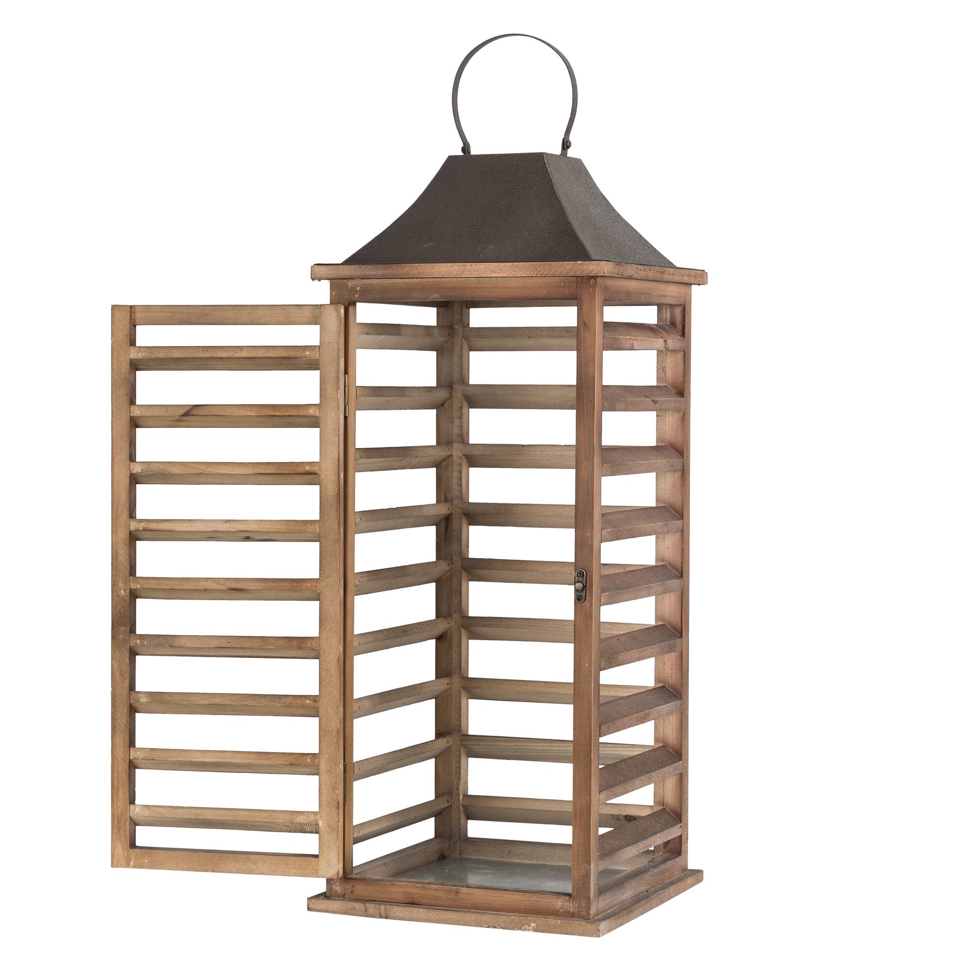 Modern Farmhouse Wooden Shutter Lantern Set